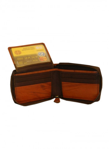Genuine Designer  Wallet With All Leather Zipper For More Secure Brown