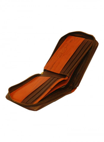 Genuine Designer  Wallet With All Leather Zipper For More Secure Brown