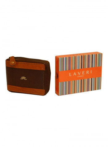 Genuine Designer  Wallet With All Leather Zipper For More Secure Brown