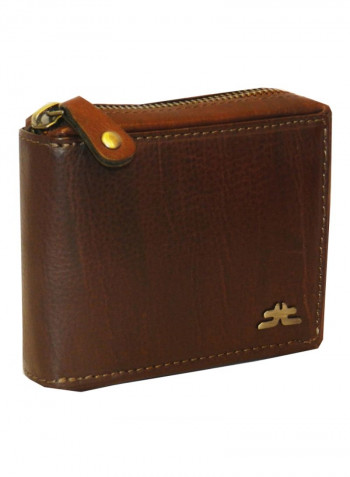 Genuine Designer Wallet With All Leather Zipper For More Secure Brown