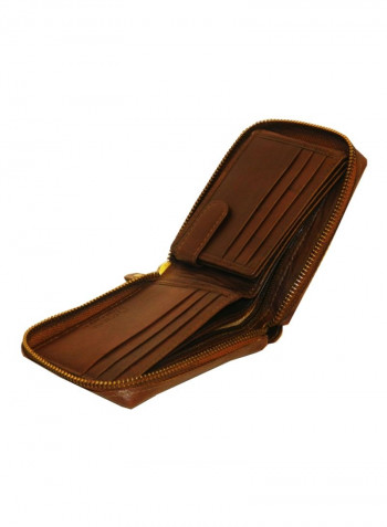 Genuine Designer Wallet With All Leather Zipper For More Secure Brown