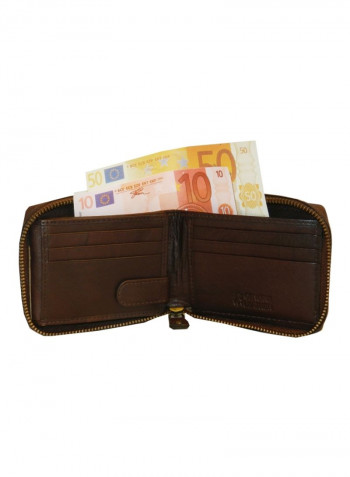 Genuine Designer Wallet With All Leather Zipper For More Secure Brown