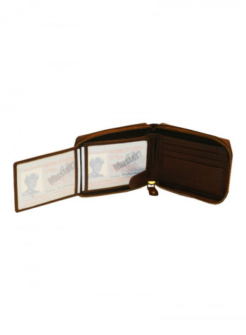 Genuine Designer Wallet With All Leather Zipper For More Secure Brown