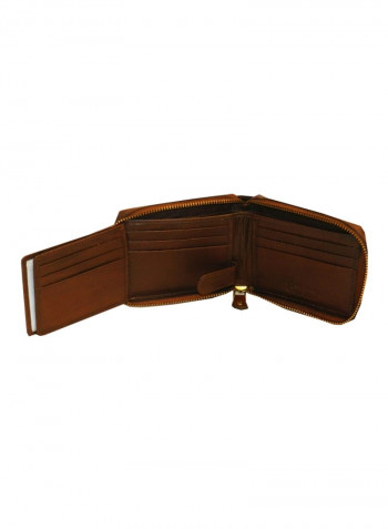 Genuine Designer Wallet With All Leather Zipper For More Secure Brown