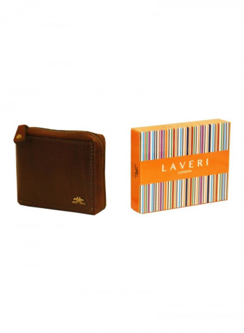 Genuine Designer Wallet With All Leather Zipper For More Secure Brown
