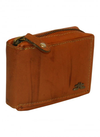 Genuine Designer Wallet With All Leather Zipper For More Secure Rust