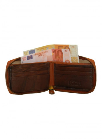 Genuine Designer Wallet With All Leather Zipper For More Secure Rust
