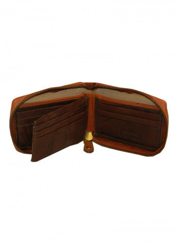 Genuine Designer Wallet With All Leather Zipper For More Secure Rust