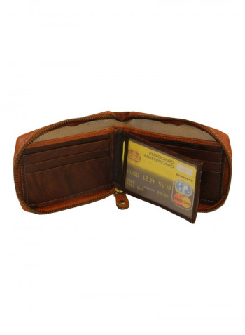 Genuine Designer Wallet With All Leather Zipper For More Secure Rust