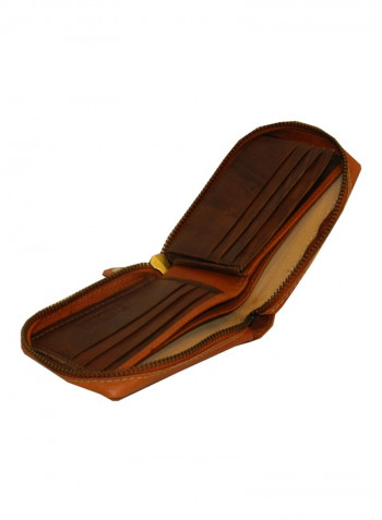 Genuine Designer Wallet With All Leather Zipper For More Secure Rust