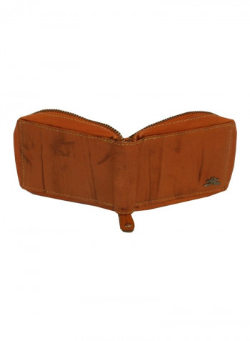 Genuine Designer Wallet With All Leather Zipper For More Secure Rust