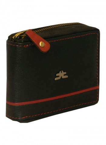 Genuine Designer Wallet With All Leather Zipper For More Secure Black