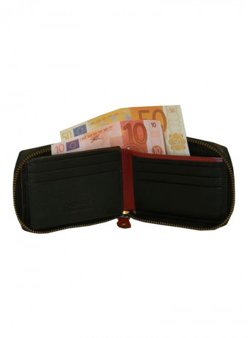Genuine Designer Wallet With All Leather Zipper For More Secure Black