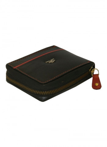 Genuine Designer Wallet With All Leather Zipper For More Secure Black