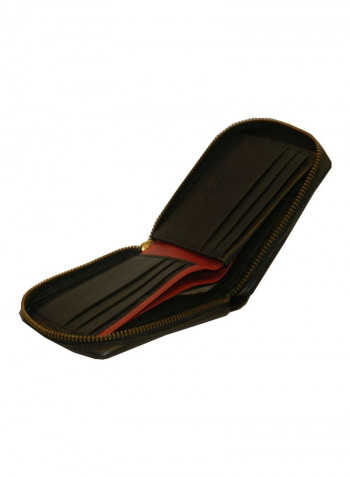 Genuine Designer Wallet With All Leather Zipper For More Secure Black