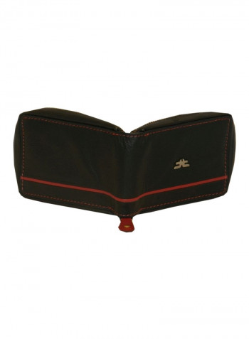 Genuine Designer Wallet With All Leather Zipper For More Secure Black