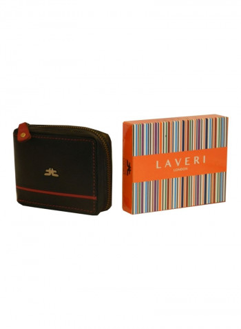 Genuine Designer Wallet With All Leather Zipper For More Secure Black
