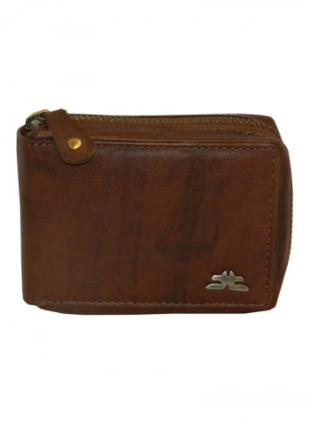 Genuine Designer Wallet With All Leather Zipper For More Secure Brown