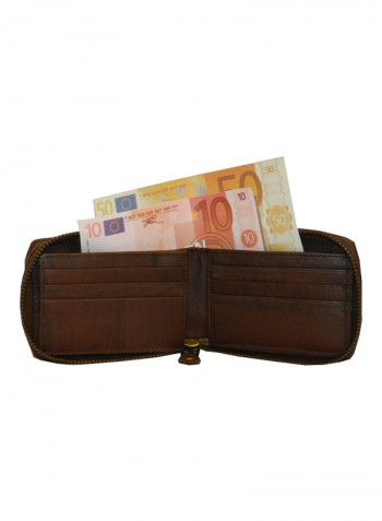 Genuine Designer Wallet With All Leather Zipper For More Secure Brown
