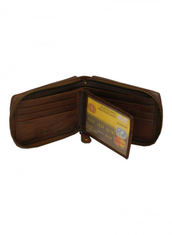 Genuine Designer Wallet With All Leather Zipper For More Secure Brown
