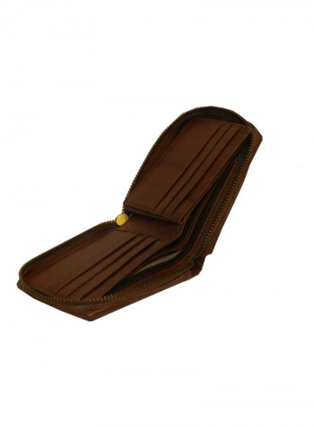 Genuine Designer Wallet With All Leather Zipper For More Secure Brown