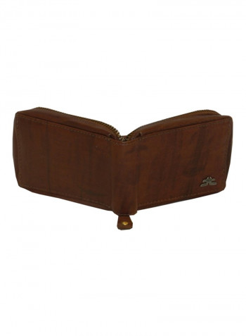Genuine Designer Wallet With All Leather Zipper For More Secure Brown