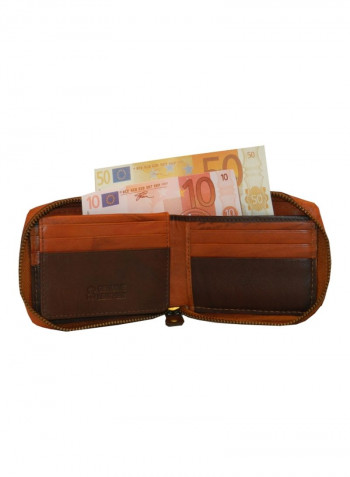 Genuine Designer Wallet With All Leather Zipper For More Secure Rust