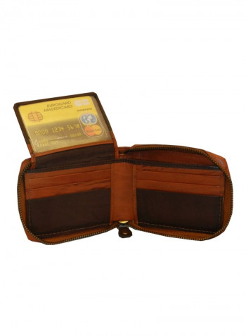 Genuine Designer Wallet With All Leather Zipper For More Secure Rust