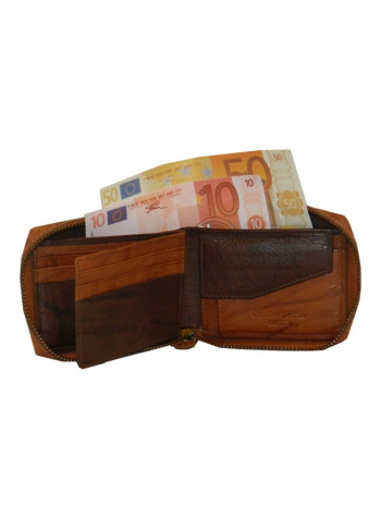 Genuine Designer Wallet With All Leather Zipper For More Secure Rust