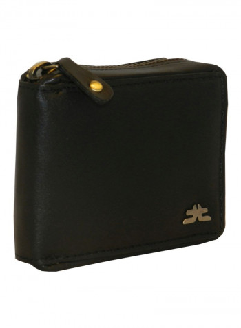 Genuine Designer Wallet With All Leather Zipper For More Secure Black