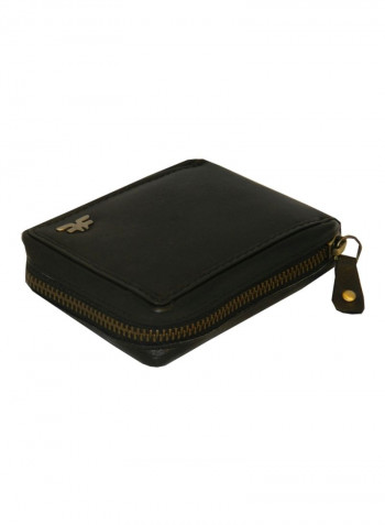 Genuine Designer Wallet With All Leather Zipper For More Secure Black