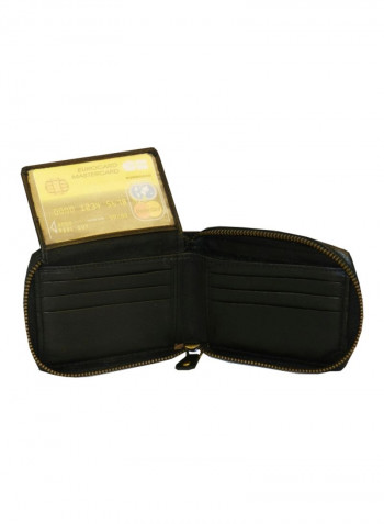 Genuine Designer Wallet With All Leather Zipper For More Secure Black