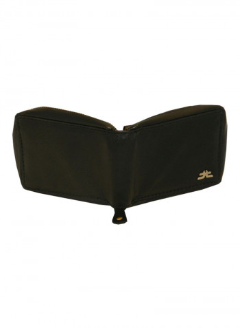 Genuine Designer Wallet With All Leather Zipper For More Secure Black