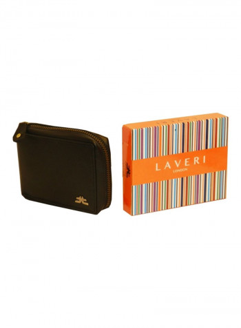 Genuine Designer Wallet With All Leather Zipper For More Secure Black