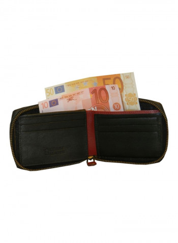 Genuine Designer Wallet With All Leather Zipper For More Secure Black