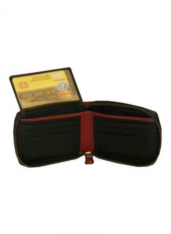 Genuine Designer Wallet With All Leather Zipper For More Secure Black