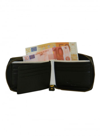 Genuine Designer Wallet With All Leather Zipper For More Secure Black