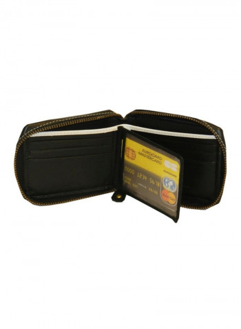 Genuine Designer Wallet With All Leather Zipper For More Secure Black