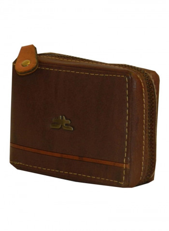 Genuine Designer Wallet With All Leather Zipper For More Secure Brown