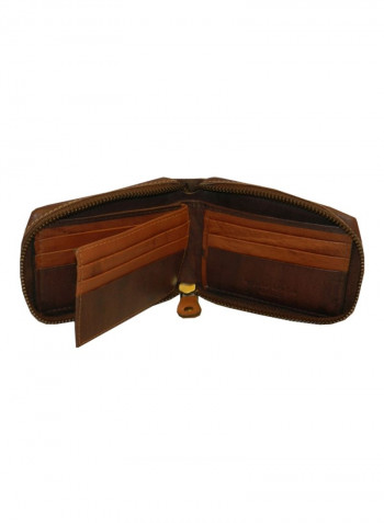 Genuine Designer Wallet With All Leather Zipper For More Secure Brown