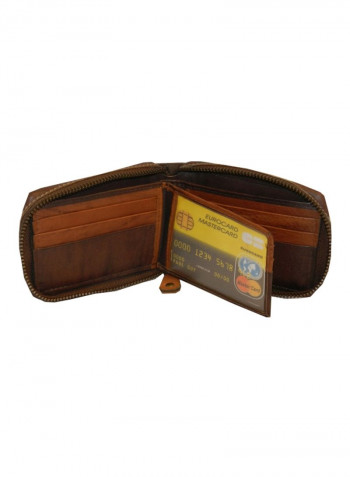 Genuine Designer Wallet With All Leather Zipper For More Secure Brown