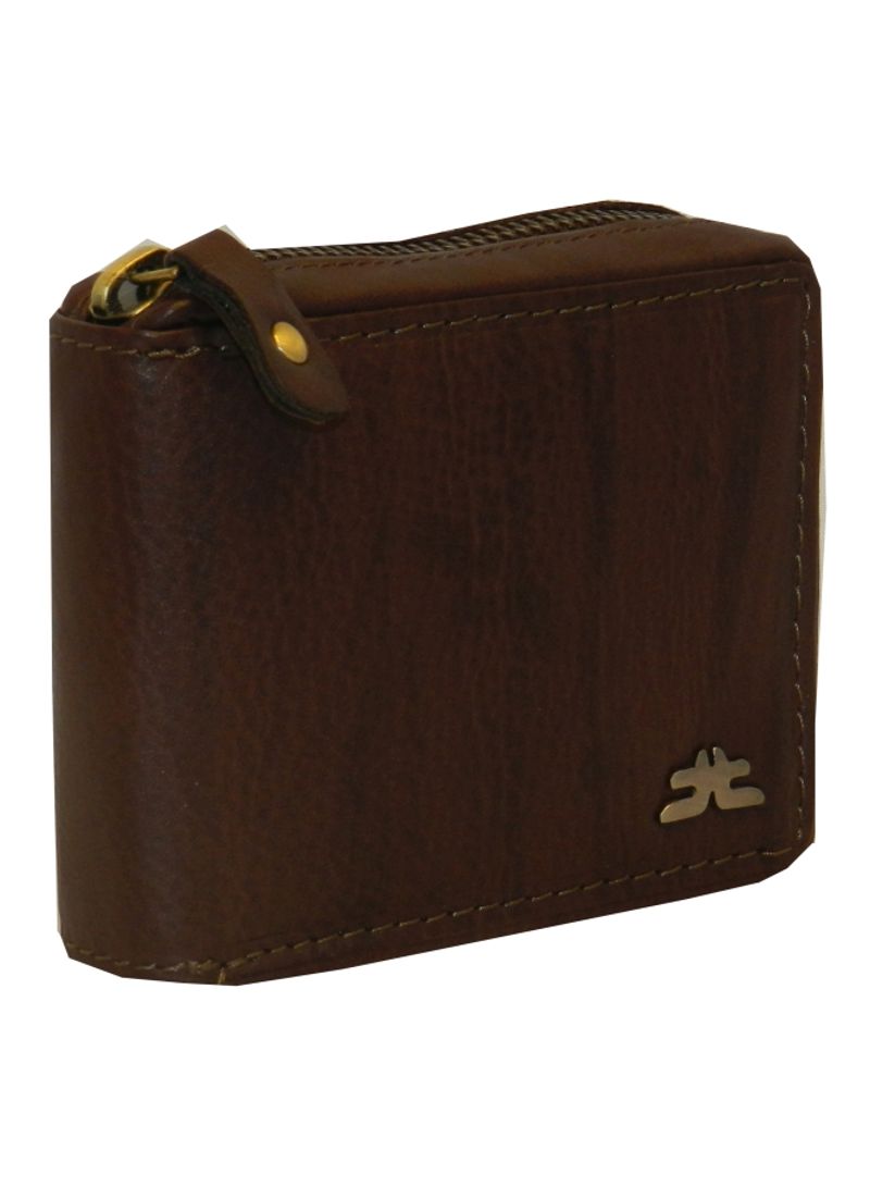 Genuine Designer Wallet With All Leather Zipper For More Secure Brown