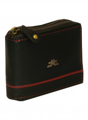 Genuine Designer Wallet With All Leather Zipper For More Secure Black