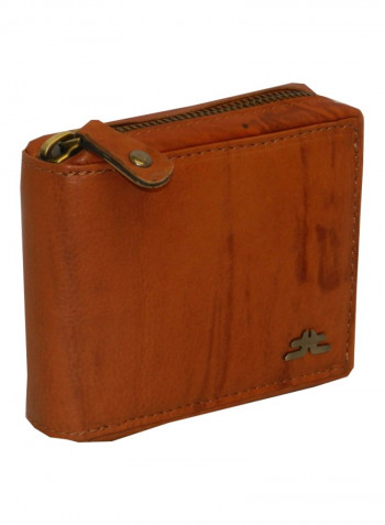 Genuine Designer Wallet With All Leather Zipper For More Secure Rust