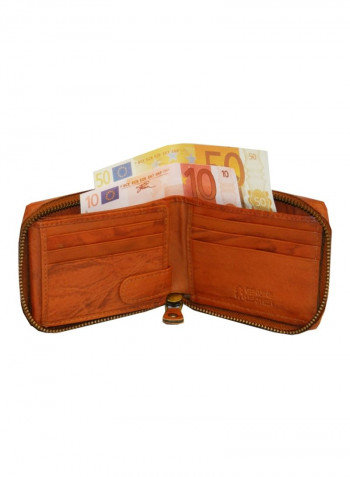 Genuine Designer Wallet With All Leather Zipper For More Secure Rust