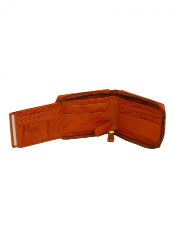 Genuine Designer Wallet With All Leather Zipper For More Secure Rust