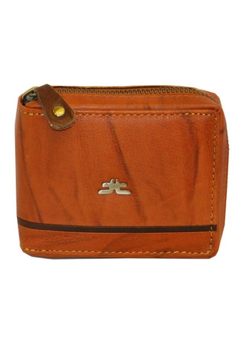 Genuine Designer  Wallet With All Leather Zipper For More Secure Rust
