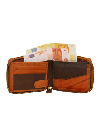 Genuine Designer  Wallet With All Leather Zipper For More Secure Rust