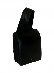 Leather Travel Crossbody Bag Black
