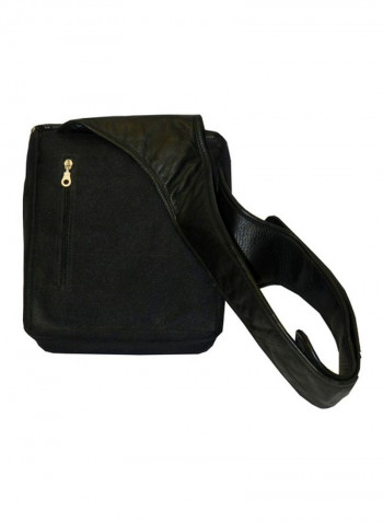 Leather Travel Crossbody Bag Black